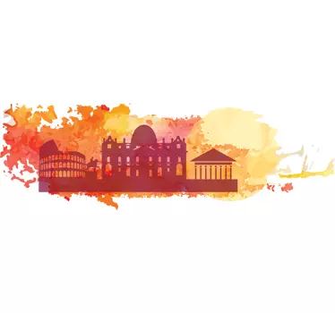 Colourful Rome Silhouette Wall Sticker - TenStickers