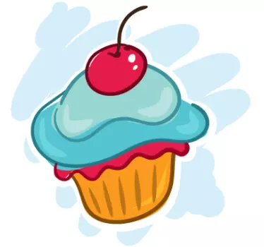 Cup cake and cherry wall decal - TenStickers