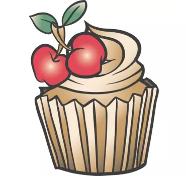 Cupcake with Cherry Decal - TenStickers