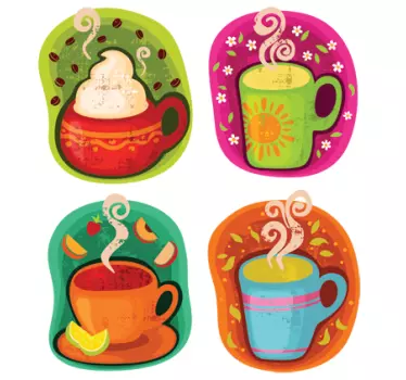 Cups of Coffee Kitchen Stickers - TenStickers