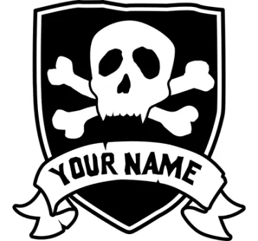 Customisable Pirate Flag Name Sticker - TenStickers