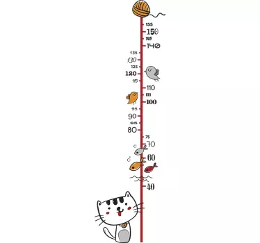 Cute cat height chart wall sticker - TenStickers