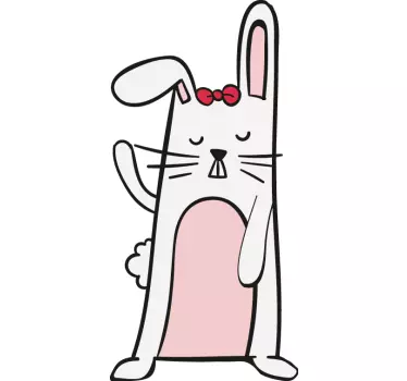 Cute rabbit door sticker - TenStickers