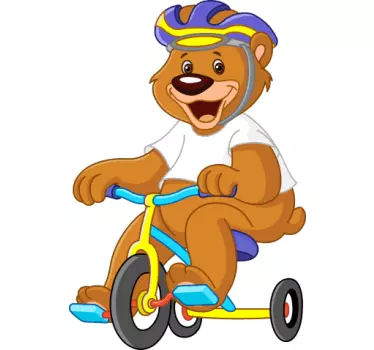 Cycle Bear Kids Wall Sticker - TenStickers