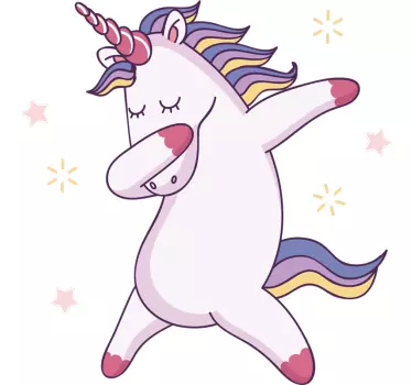 Dancing funny unicorn illustration wall art - TenStickers