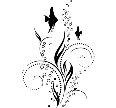 Decorative Floral Fish Decal - TenStickers