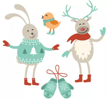 Decorative Winter Characters Sticker - TenStickers