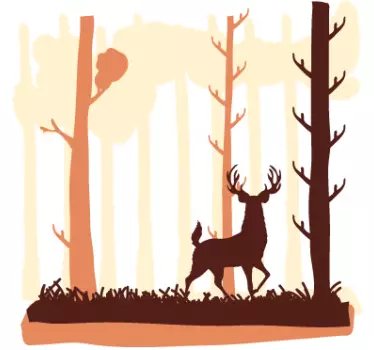 Deer and Forest Wall Sticker - TenStickers