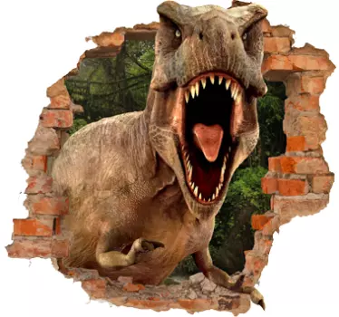 Dinosaur trompe l'oeil  wall decal - TenStickers