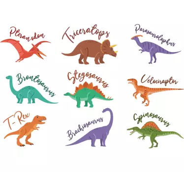 Dinosaurs with Names Animal Wall Sticker - TenStickers