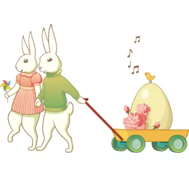 Easter Bunny Couple Wall Sticker - TenStickers
