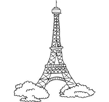 Eiffel Tower Sketch Outline Wall Sticker - TenStickers