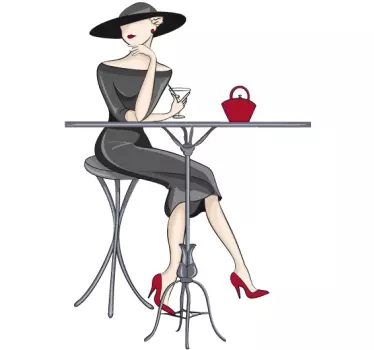 Elegant Cocktail Woman Wall Sticker - TenStickers
