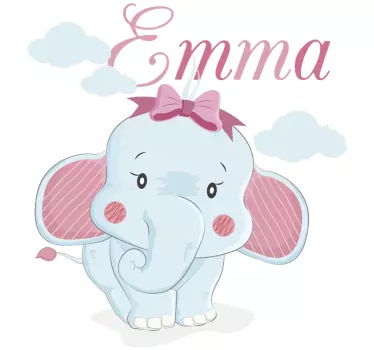 Elephant for girls with name illustration sticker - TenStickers