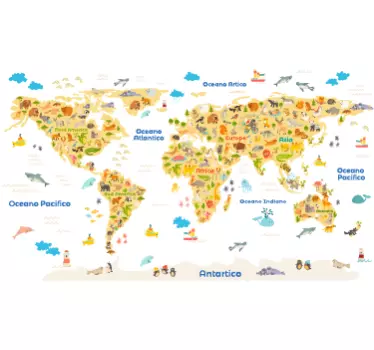 fauna  world map  sticker - TenStickers