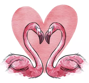 Flamingo Heart Wall Sticker - TenStickers