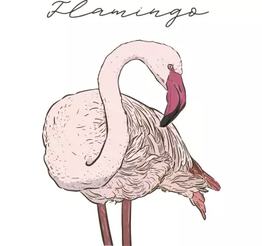 Flamingo Portrait Wall Art Sticker - TenStickers