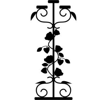 Floral Design Candlestick Wall Sticker - TenStickers