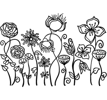 Floral Drawn Illustration Decal - TenStickers