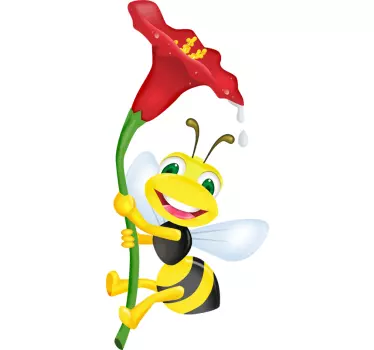 Flower Bumble Bee Wall Sticker - TenStickers