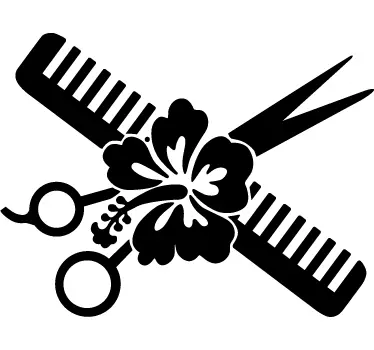 Flower, Scissors and Comb Wall Sticker - TenStickers