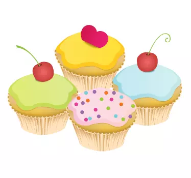 Four Cupcakes Decal - TenStickers