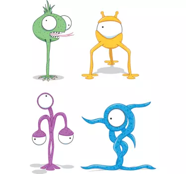 Four Different Aliens Kids Stickers - TenStickers