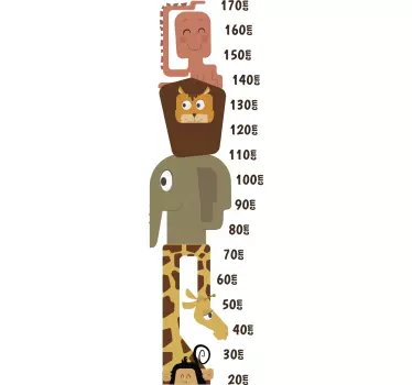 Friendly wild animals height chart sticker - TenStickers