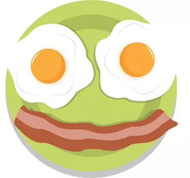 Green plate with happy face food sticker - TenStickers