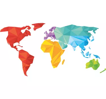 Geometric World Map Wall Mural - TenStickers