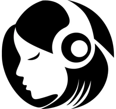 Girl Headphones Silhouette Decal - TenStickers