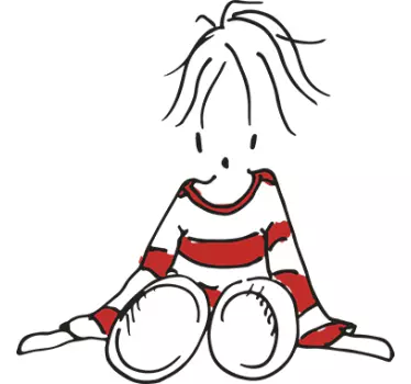Girl in Striped Jumper Wall Sticker - TenStickers