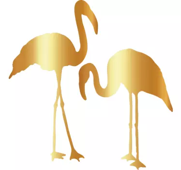 Gold Flamingo Wall Sticker - TenStickers