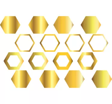 Golden Honeycomb Wall Sticker - TenStickers