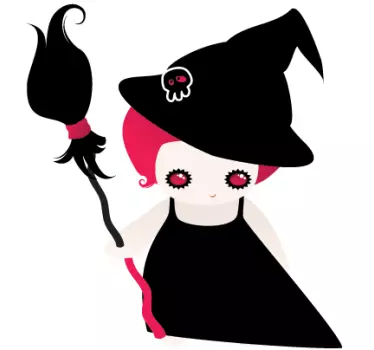 Gothic Pink Witch Sticker - TenStickers