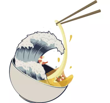Great Wave Ramen Home Wall Sticker - TenStickers