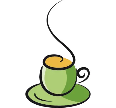 Green Coffee Cup Wall Sticker - TenStickers