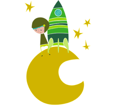 Green Moon Astronaut Wall Sticker - TenStickers