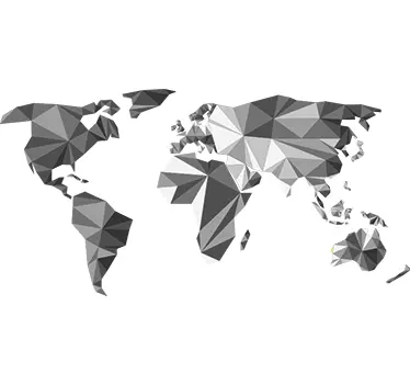 Grey shades world map sticker - TenStickers