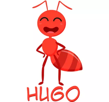 Happy ant character wall sticker - TenStickers