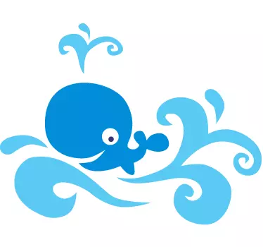 Happy Blue Whale Kids Sticker - TenStickers