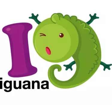 I for Iguana Kids Sticker - TenStickers