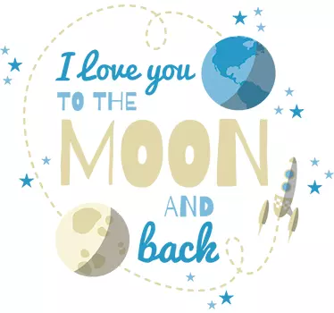 I LOVE YOU TO MOON wall stickers for kid - TenStickers