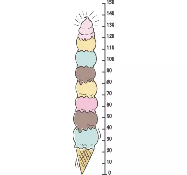Ice cream tower height chart sticker - TenStickers