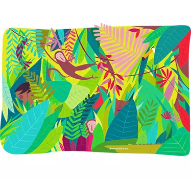 Jungle Scene Kids Decal - TenStickers