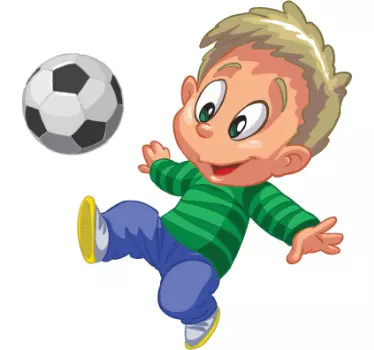 Kid Playing Football Sticker - TenStickers