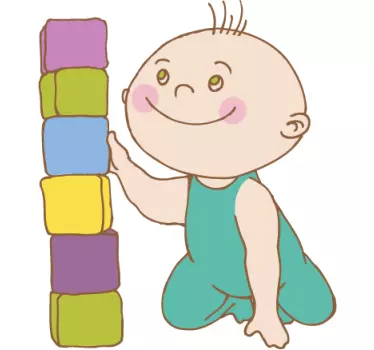 Kid with Coloured Blocks Kids Sticker - TenStickers
