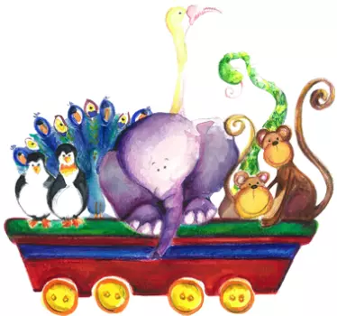 Kids Animal Cart Wall Sticker - TenStickers