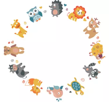 Kids Animal Circle Wall Sticker - TenStickers