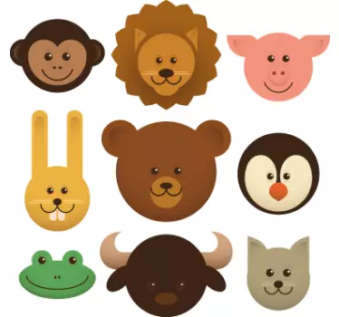 Kids Animal Heads Decals - TenStickers